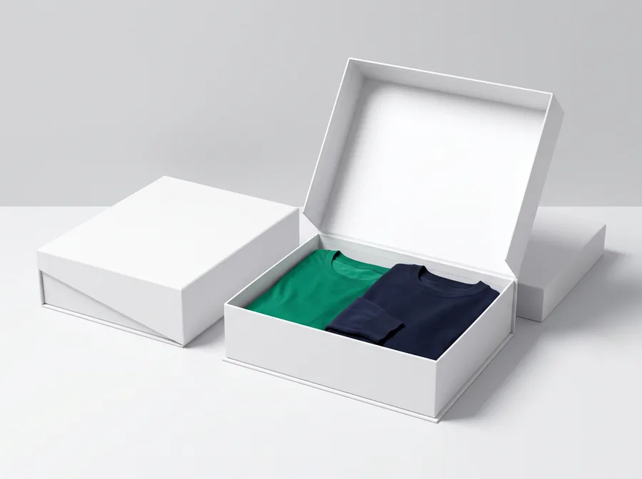 White apparel gift boxes