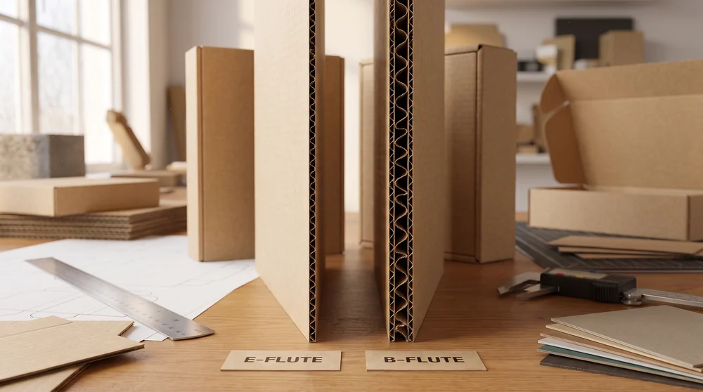 E-flute or B-flute corrugated board