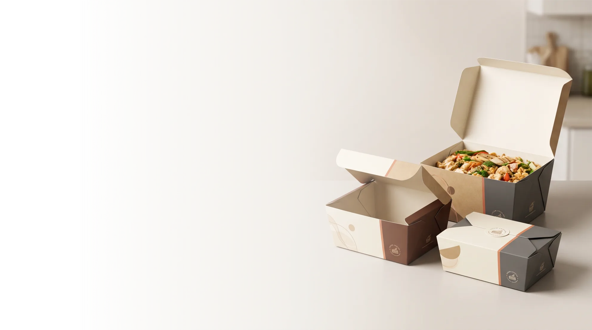 Custom takeout boxes sized by the ounce